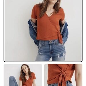 Madewell Terracotta Wrap Crop Top
